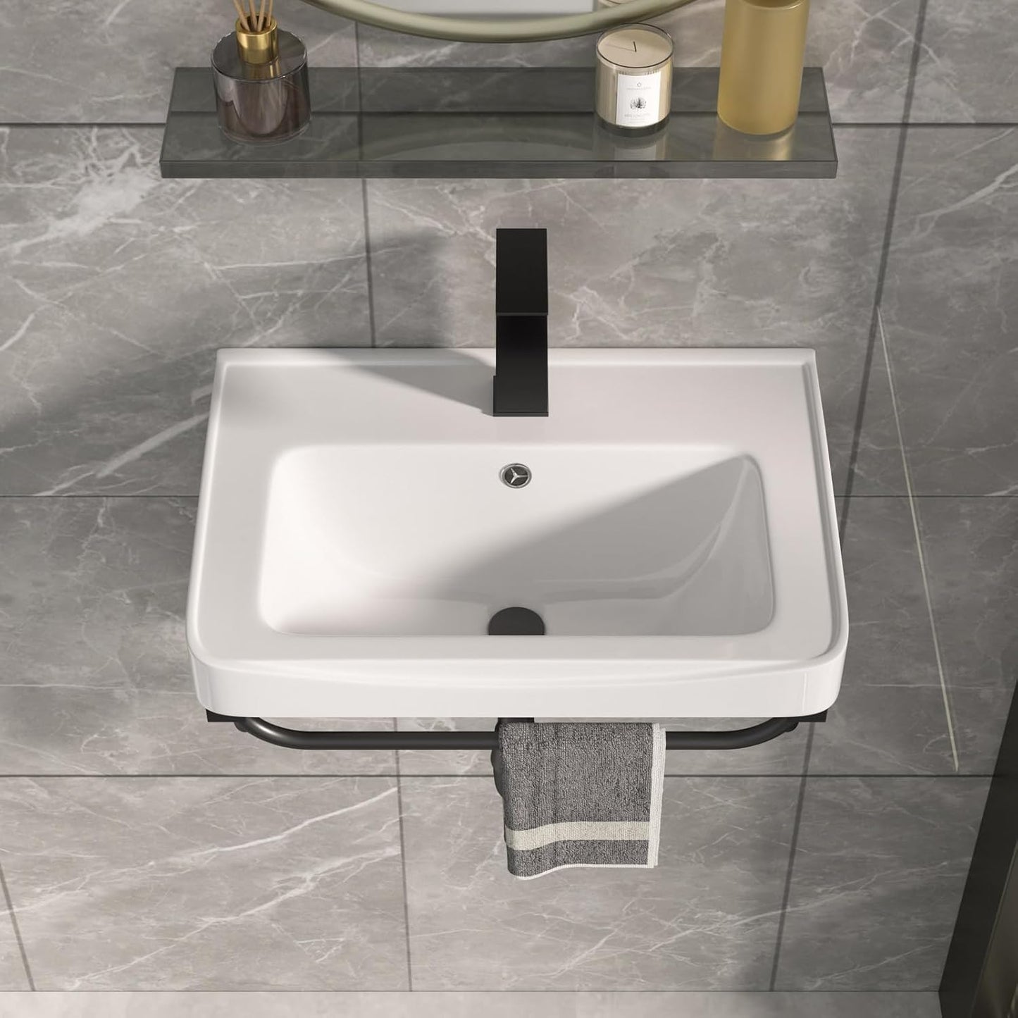 Fregadero pared cerámica moderno 19.69x14.17pulg blanco