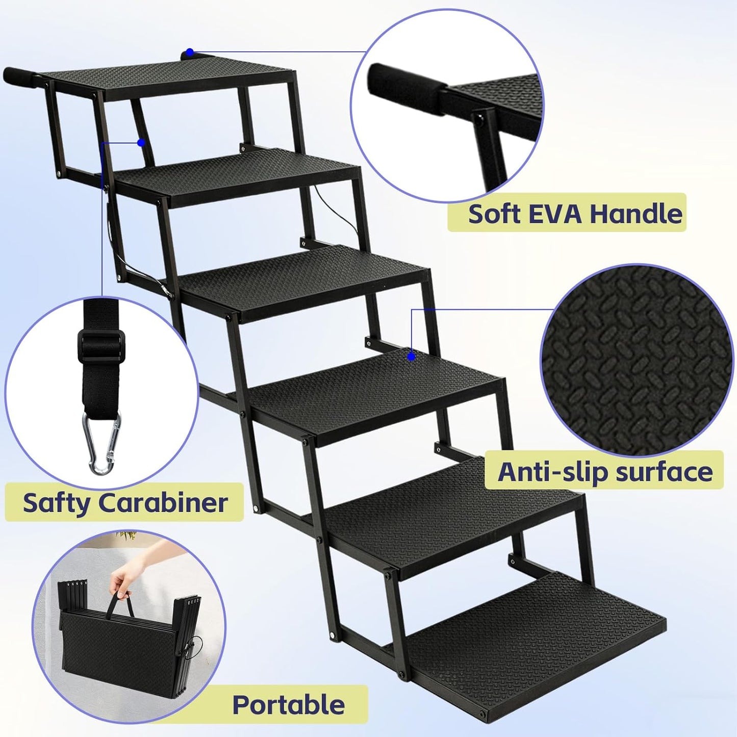 Escaleras plegables para perros grandes 30.7pulg 6 escalones