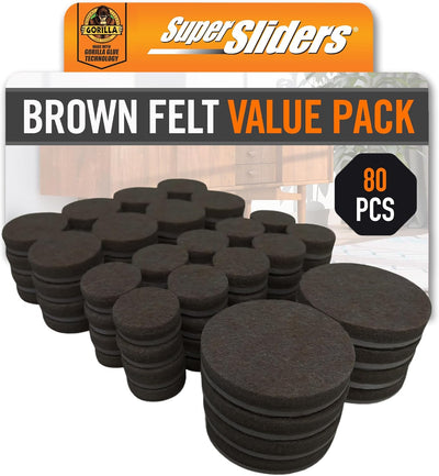 Deslizadores fieltro Gorilla Glue para muebles 80 unidades marrón