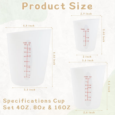 Vasos medidores silicona para derretir chocolate 16.9/8.5/4.2oz