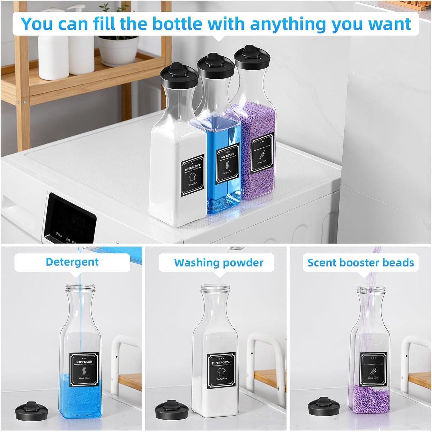 Dispensador detergente 54oz plástico set 3 color negro
