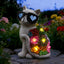 Estatua gato solar con luces LED para jardín