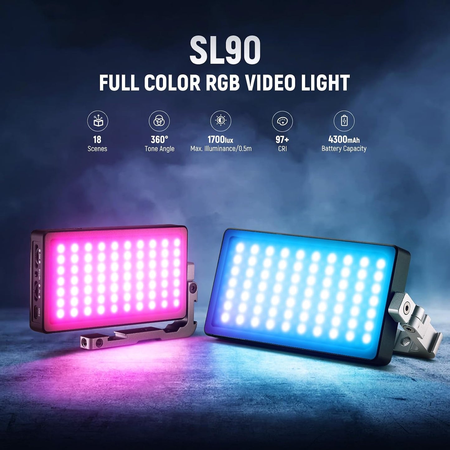 Panel LED RGB 12W para cámara con app 2.4G y batería 4300mAh