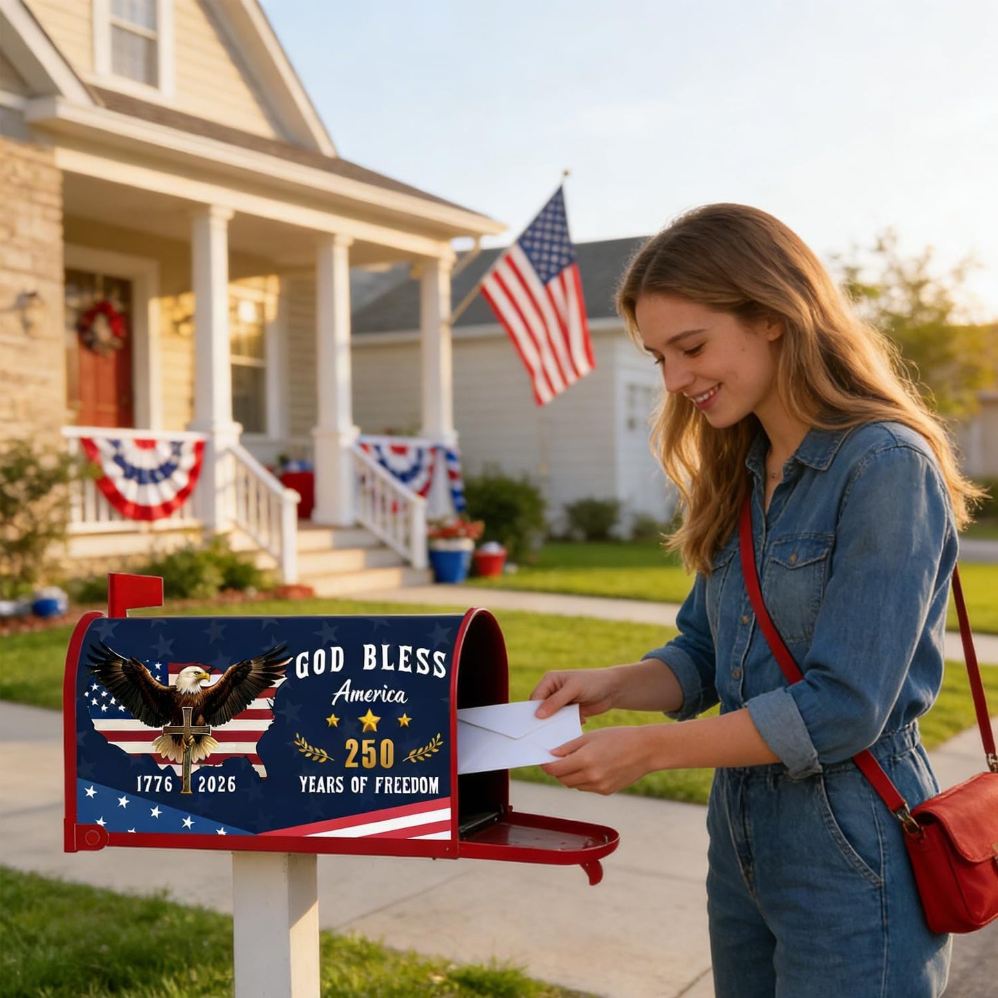 Fundas magnéticas para buzón 21x18" God Bless America impermeable