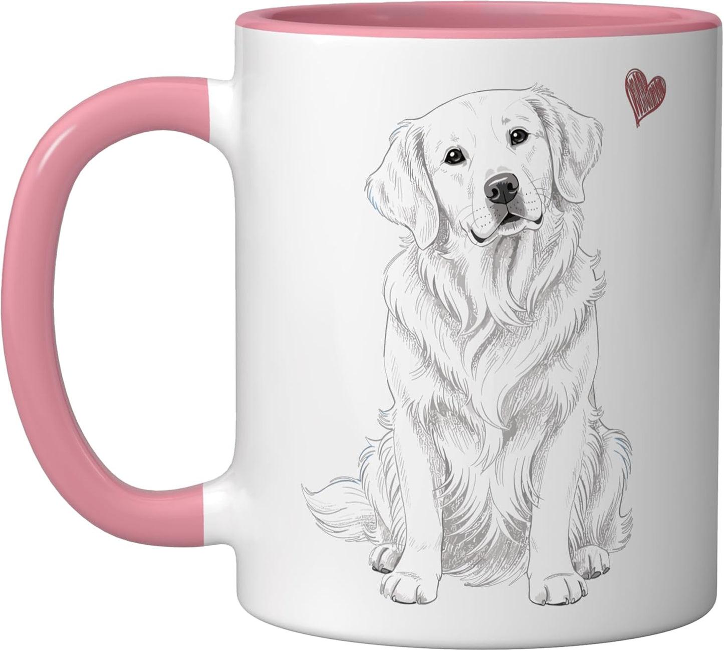 Taza Cerámica Golden Retriever Rosa/Blanco