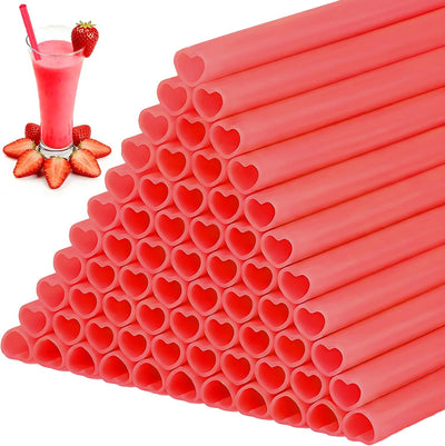 Pajitas corazón rojo reutilizables 100uds para bodas y fiestas
