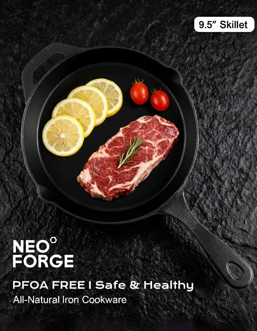 Sartén de hierro fundido 9.5 pulgadas con mango de lágrima apto para horno