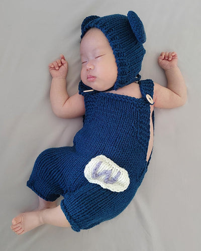 Traje oso ganchillo para bebé sesión fotos