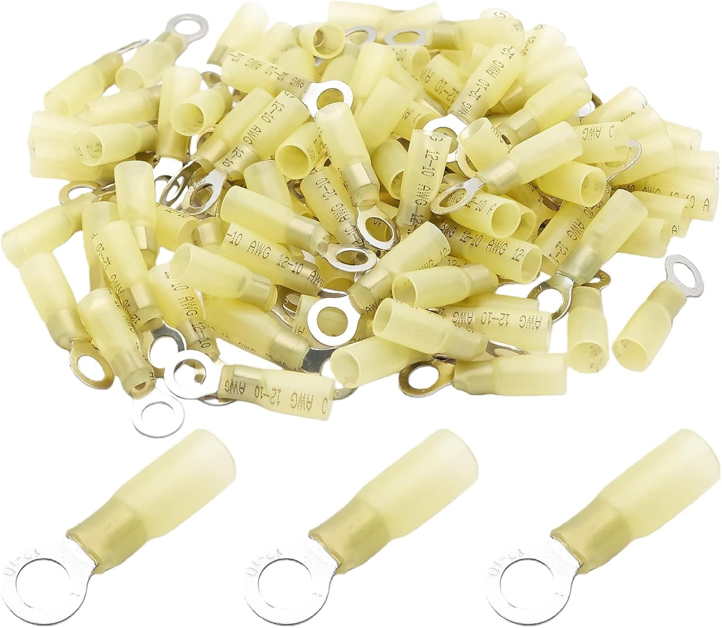 Kit 100 Conectores Termorretráctiles Marinos Amarillos