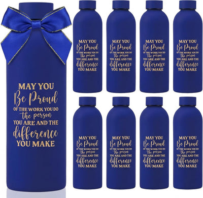 10 Botellas Agua Acero Inox Esmerilado Regalo Navidad Azul