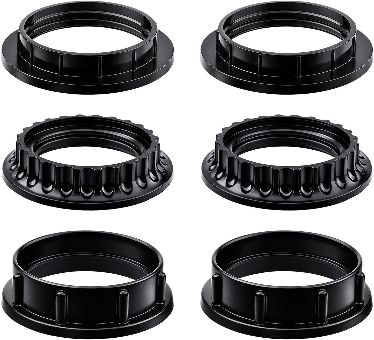 6 Anillos E26/E27 Negro para Lámpara 1.34-1.54pulg