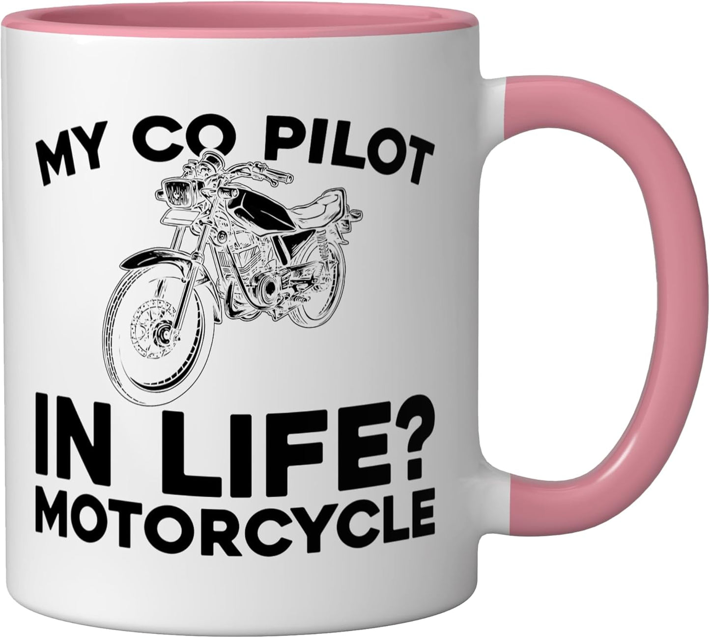Taza Cerámica para Motociclista Rosa/Blanca