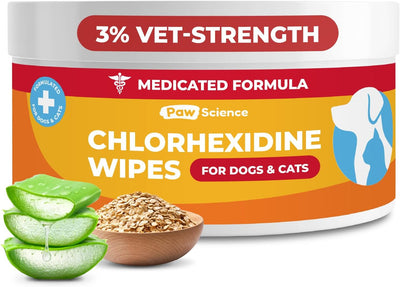 Toallitas clorhexidina 3% para perros y gatos con aloe