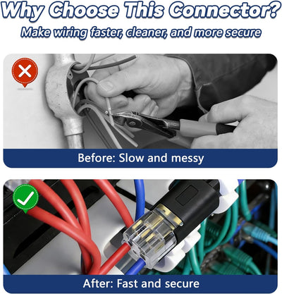 50 Conectores Enchufables Doble Cable Hebilla Bloqueo Reutilizables