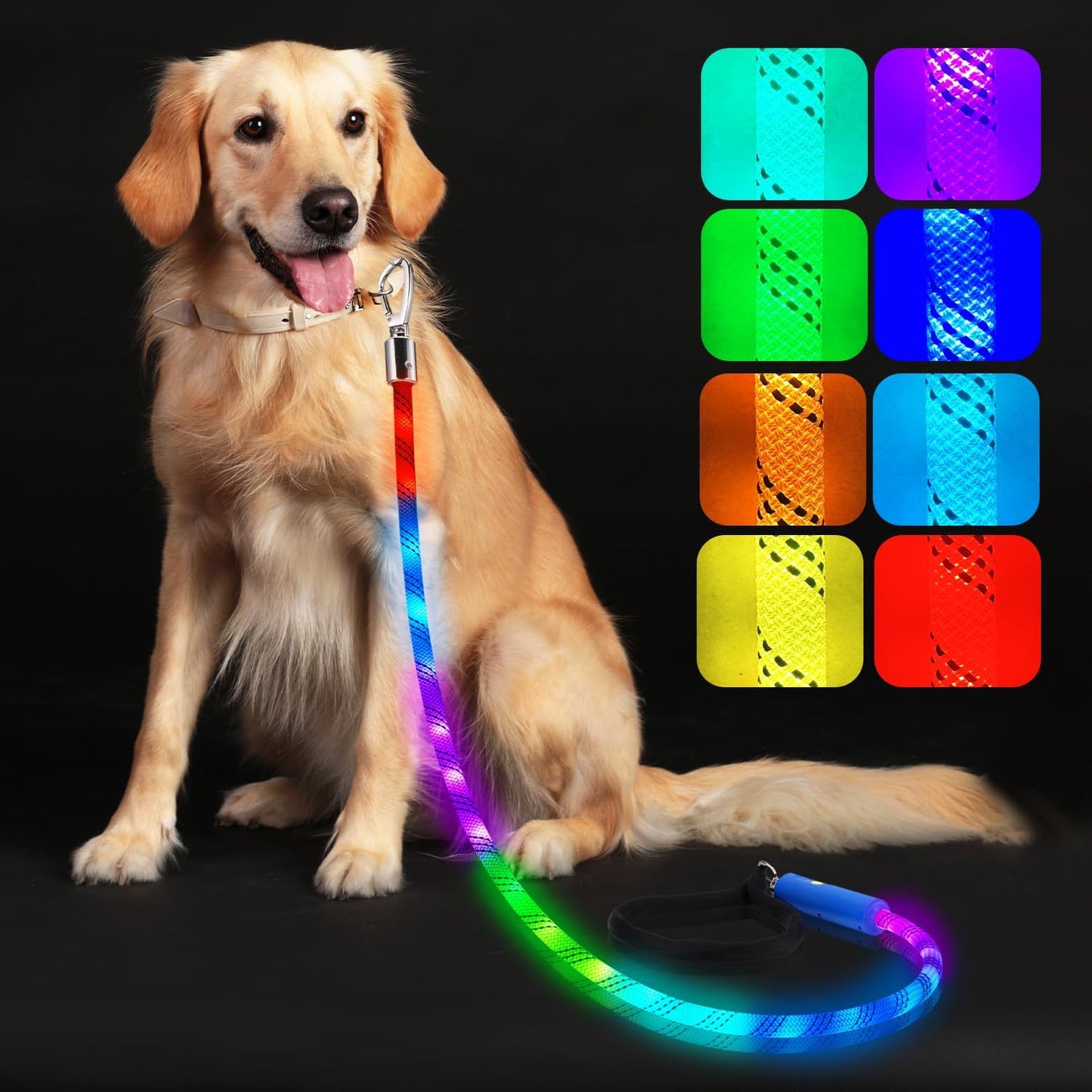 Correa LED perro 13 modos recargable 4ft sin enredos