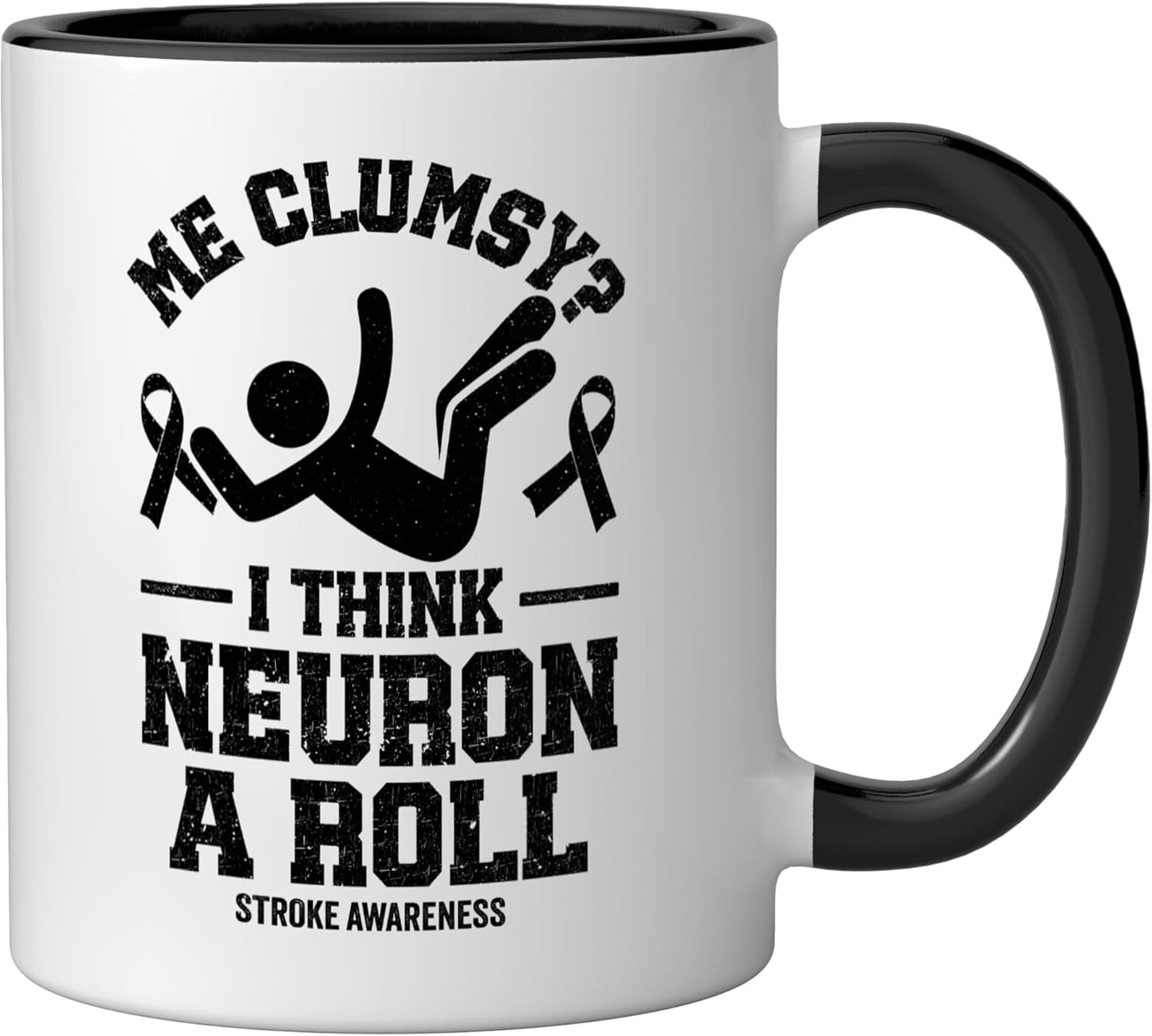 Taza cerámica para recuperación de ictus negra/blanca