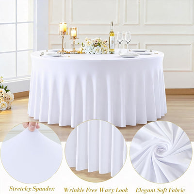 10 Manteles Elastano Blancos 60pulg Faldas Ajustables