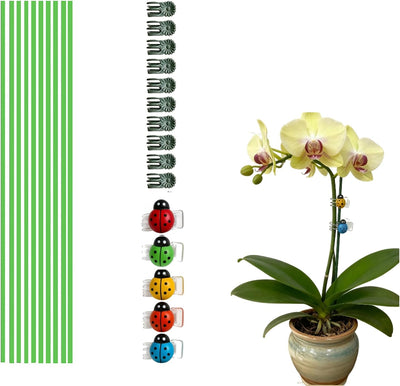 10 Estacas Metal Flexibles 16.5pulg con 15 Clips para Plantas