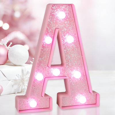 Letras LED rosa con purpurina para mesa de niñas