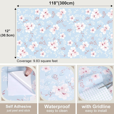 Papel tapiz flor de cerezo rosa azul para dormitorio decorativo