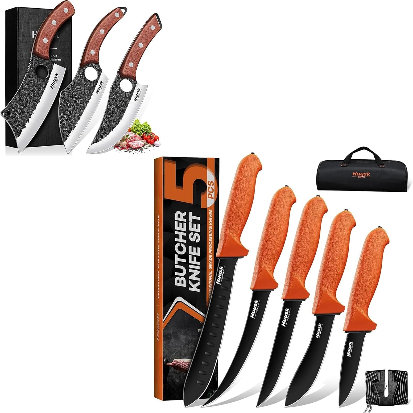 Juego de cuchillos Butcher Huusk para deshacer y cortar