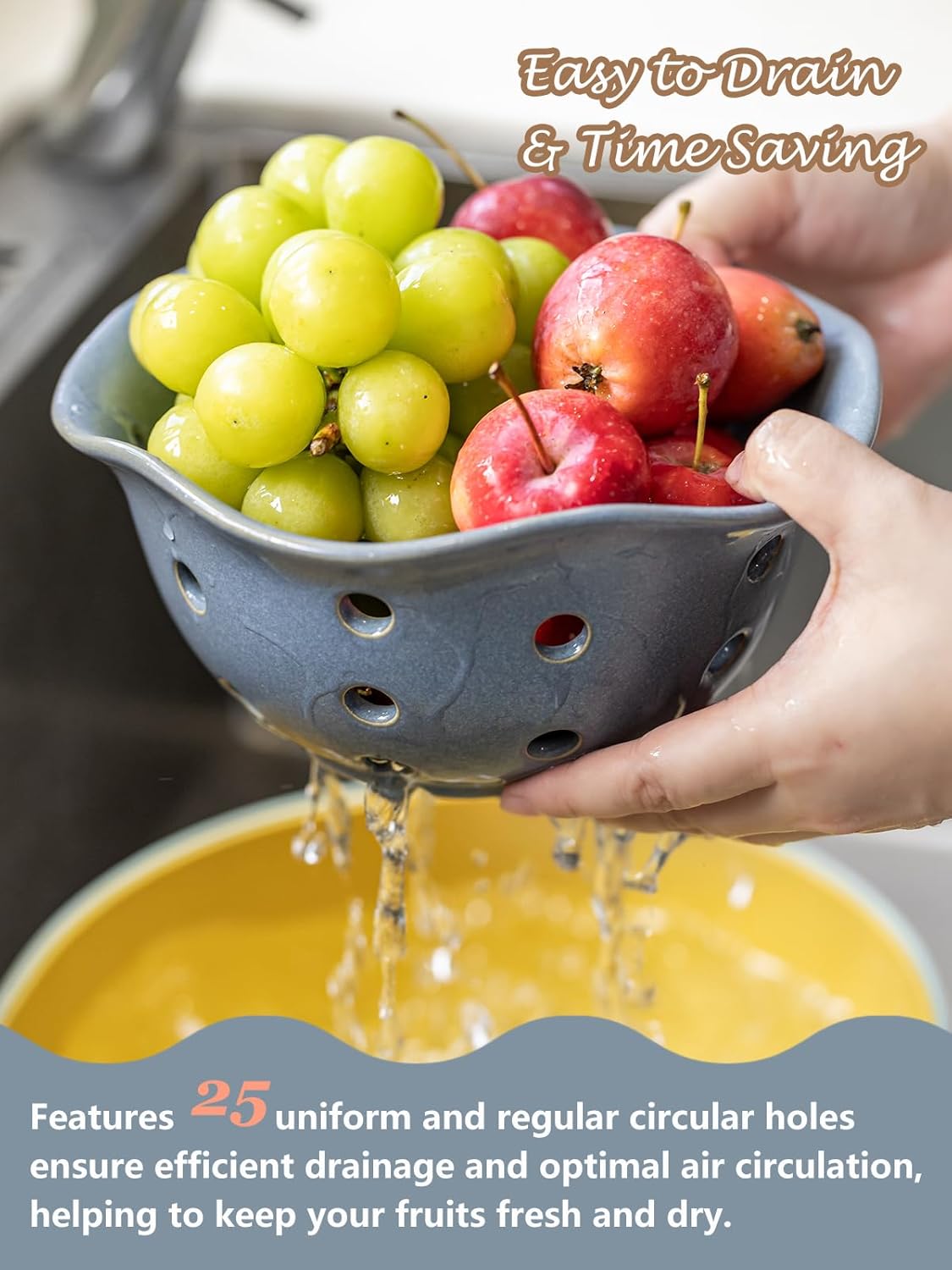 Set 2 Cestas Frutas Cerámica con Cucharas Sopa Asiática 6.5pulg