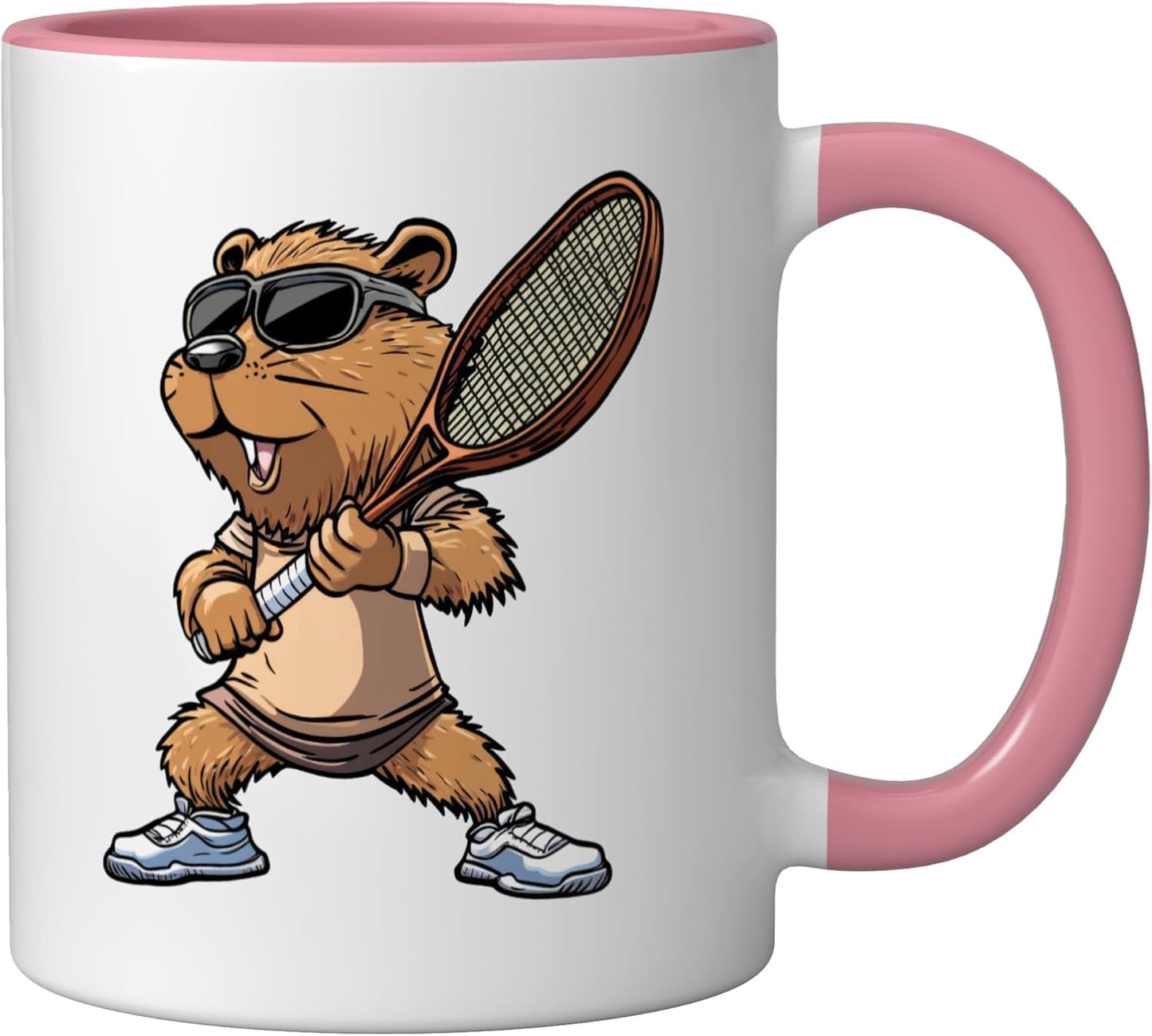 Taza Cerámica Beaver Rosa/Blanca