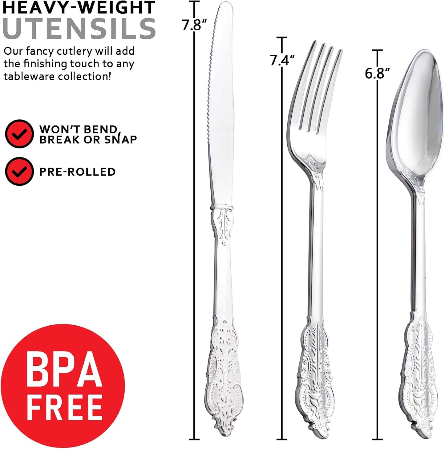 Set 400 Pzas Utensilios Plástico Plateado