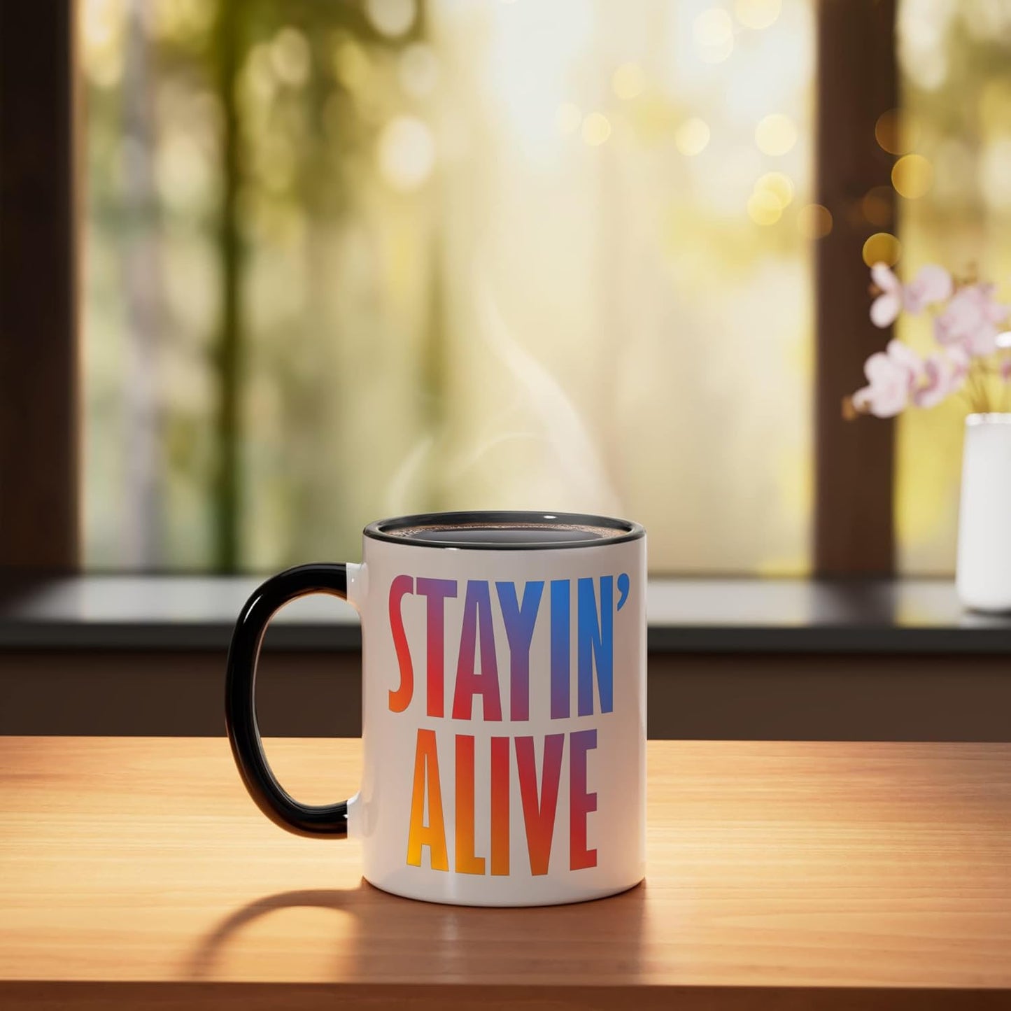 Taza de cerámica arte tipográfico mensaje fuerte negro/blanco