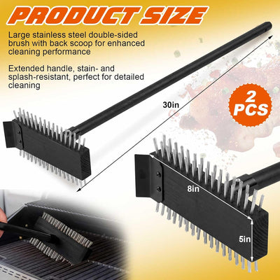 2 Pzas Cepillo Acero Inox Negro para Parrilla