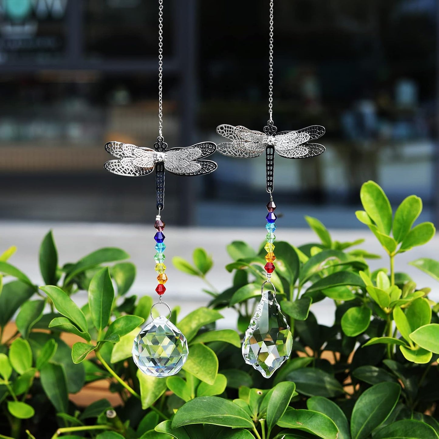 Atrapasoles cristal cuentas chakras libélula para colgar 2 pzas