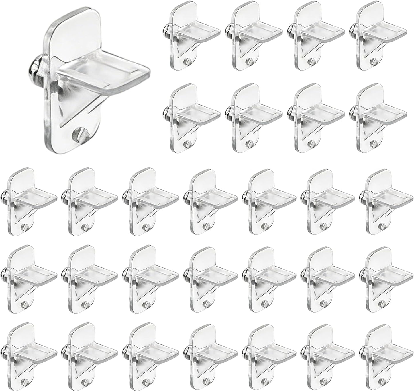 30 Pzas Clips Plástico Transparente 1/4pulg Soporte Estantería