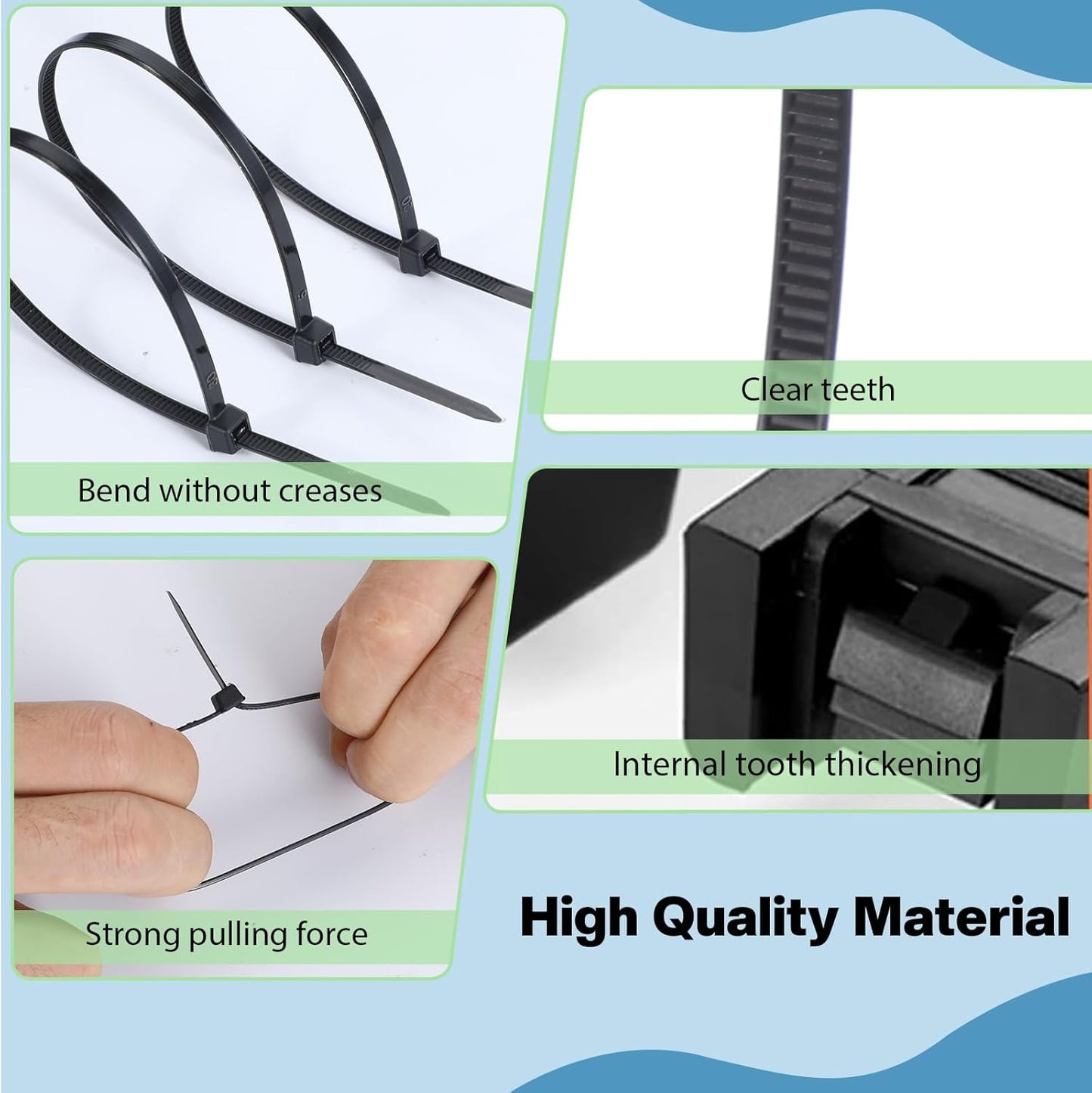 2000 Bridas Negras 8pulg Resistente 40lb Atadura Nailon UV