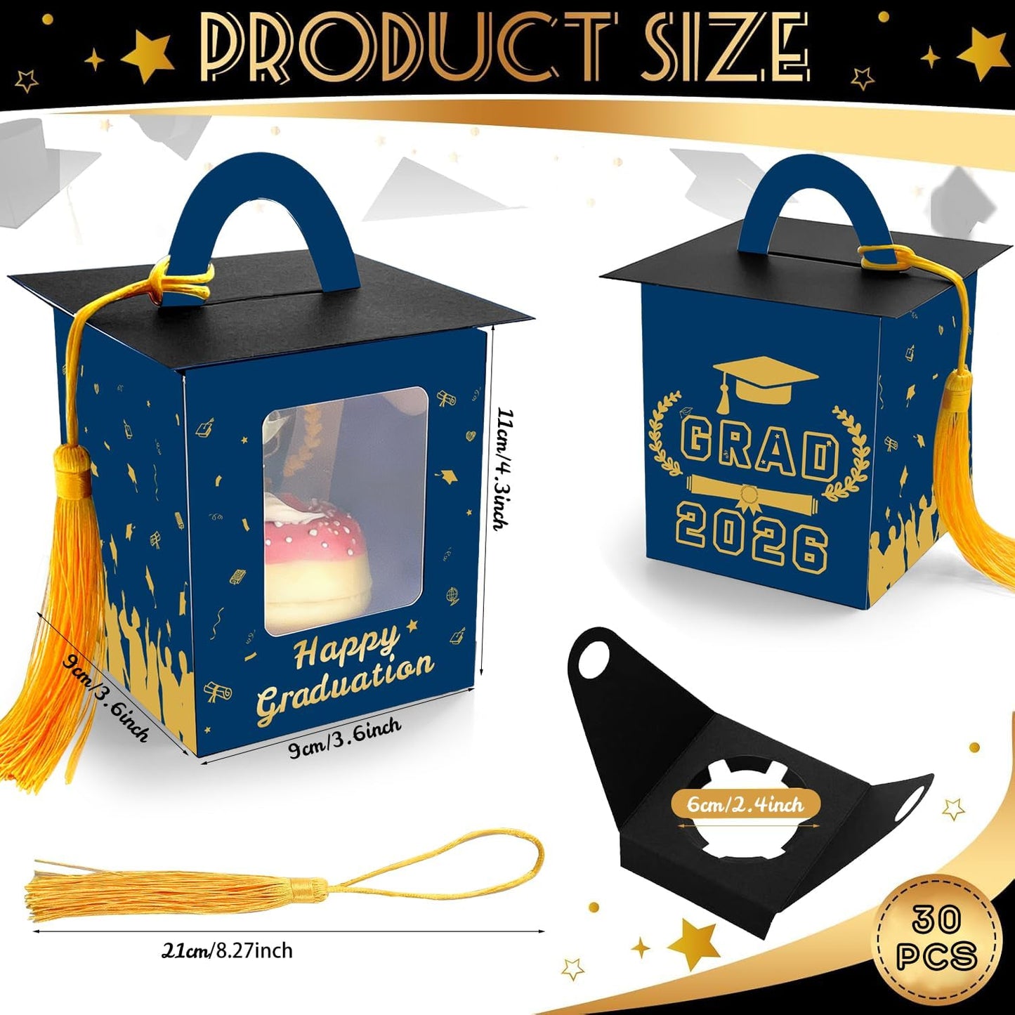 Caja regalo cupcakes individuales con ventana 30uds