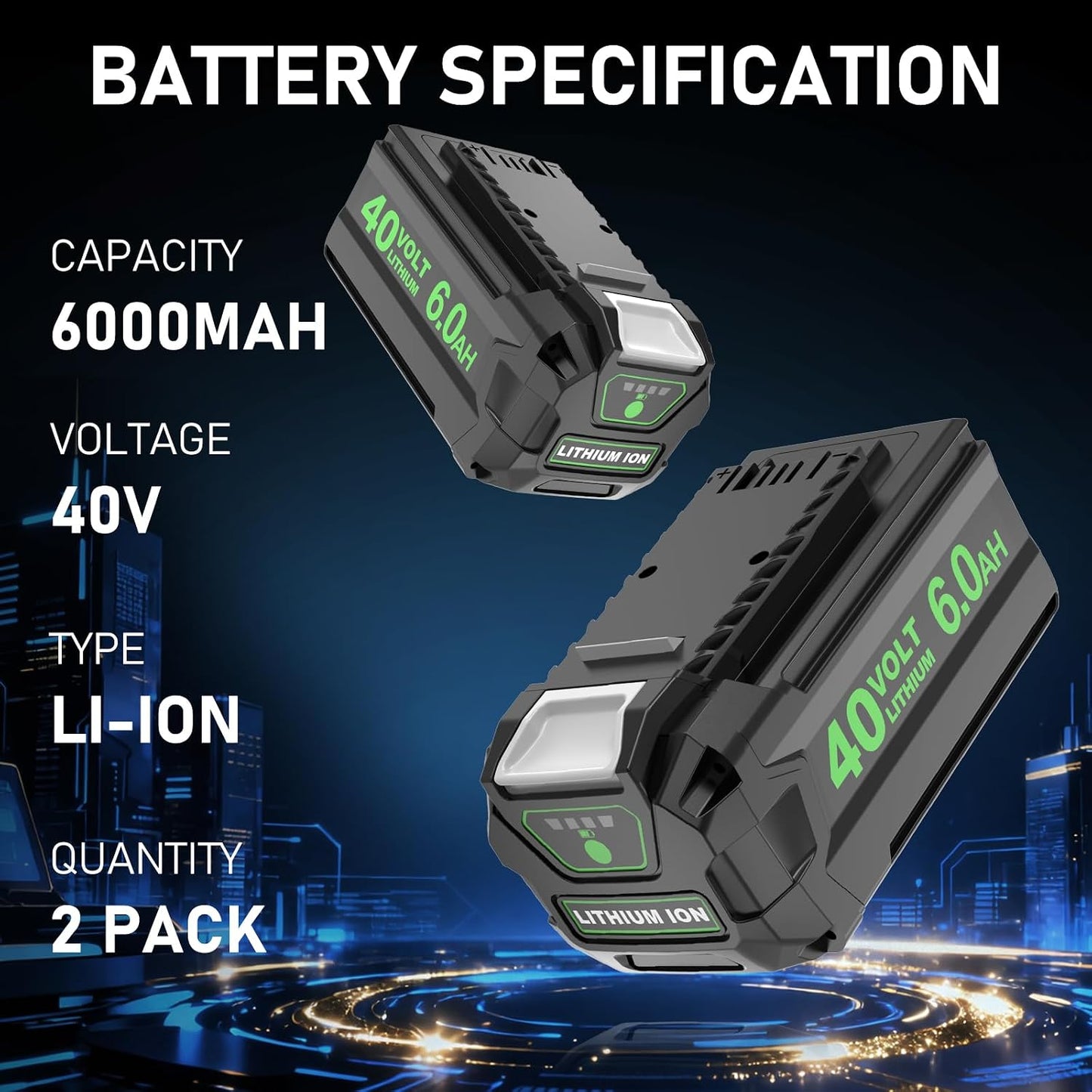 Reemplazo batería litio 29472 6000mAh para Greenworks 40V