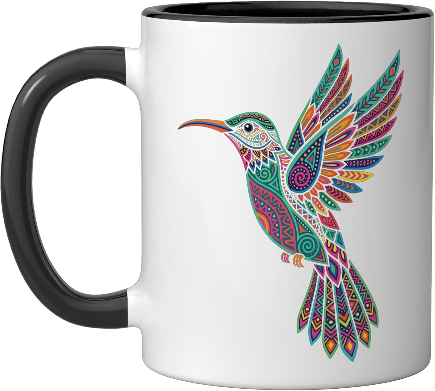 Taza Cerámica Alebrije Colibrí Negro/Blanco