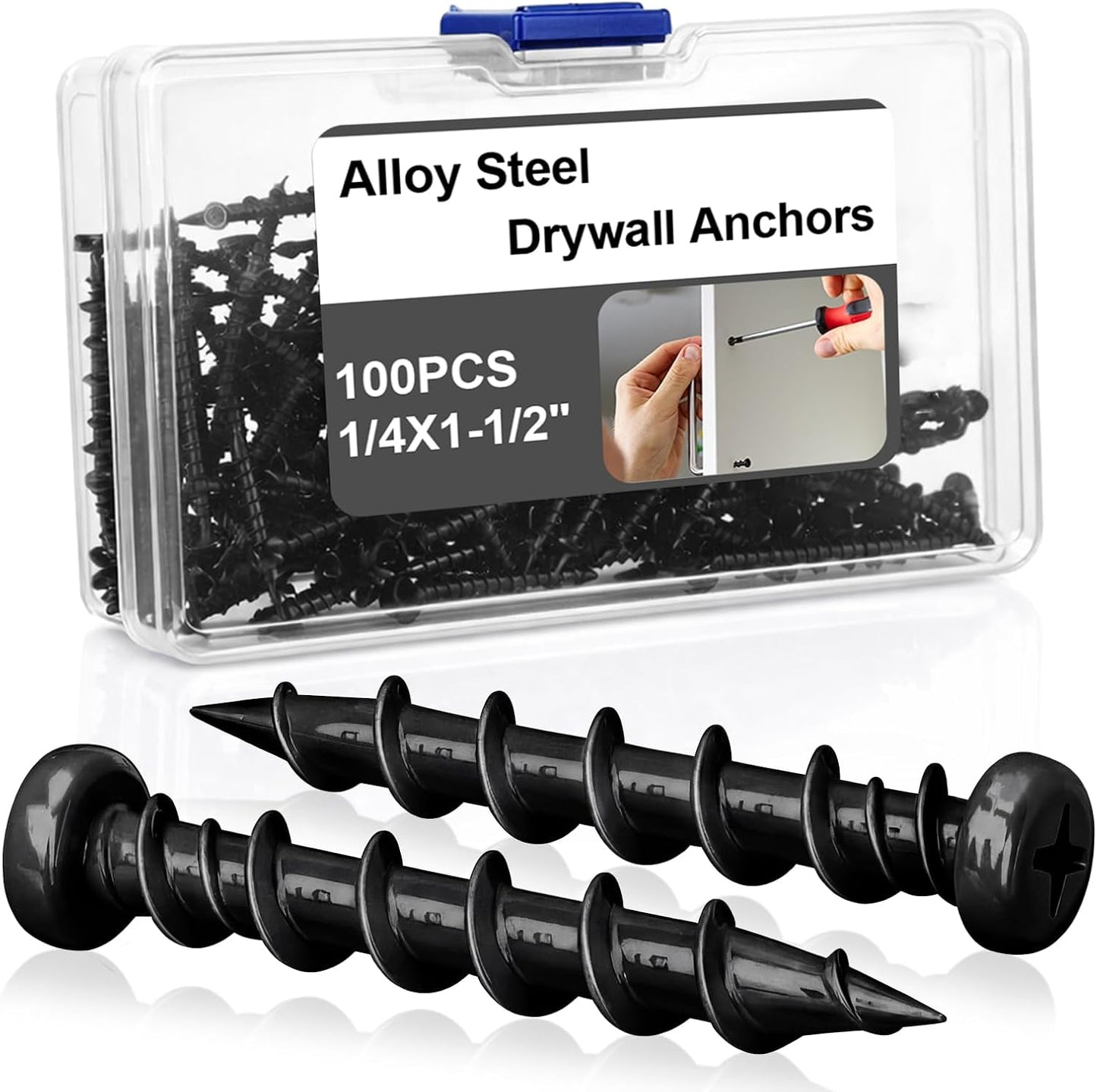 100 Anclajes Pared Yeso Acero Aleado 1/4x1-1/2pulg