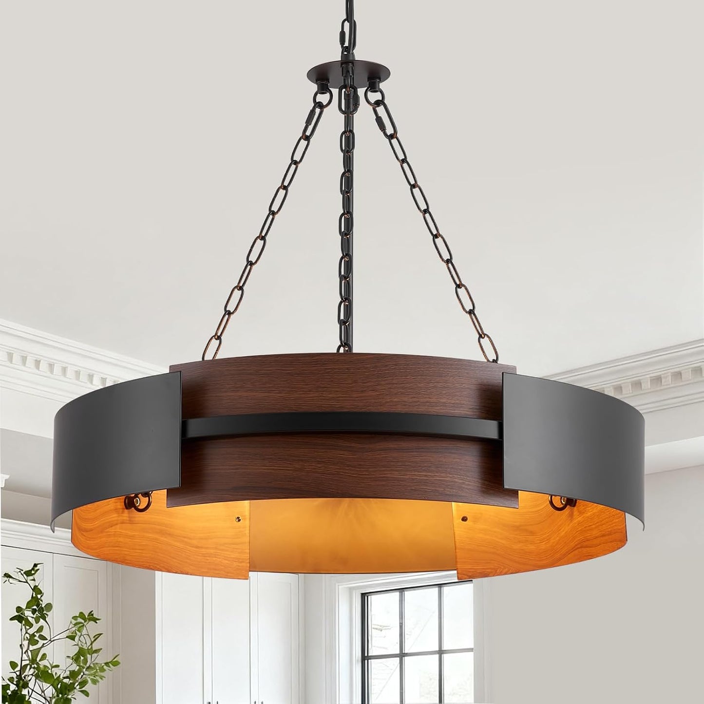 Candelabro industrial 26pulg 5 luces acabado nogal negro