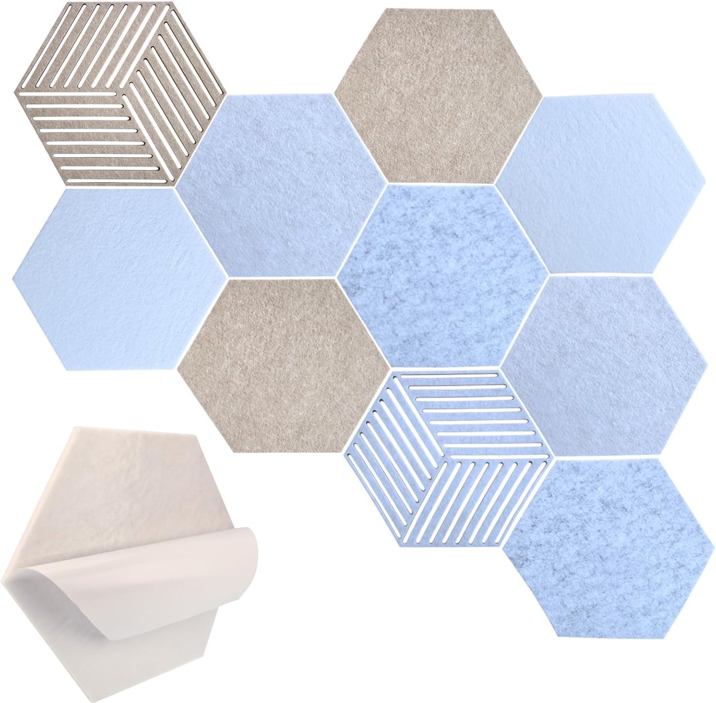 Paneles acústicos hexagonales 12pulg set 10 acolchado poliéster