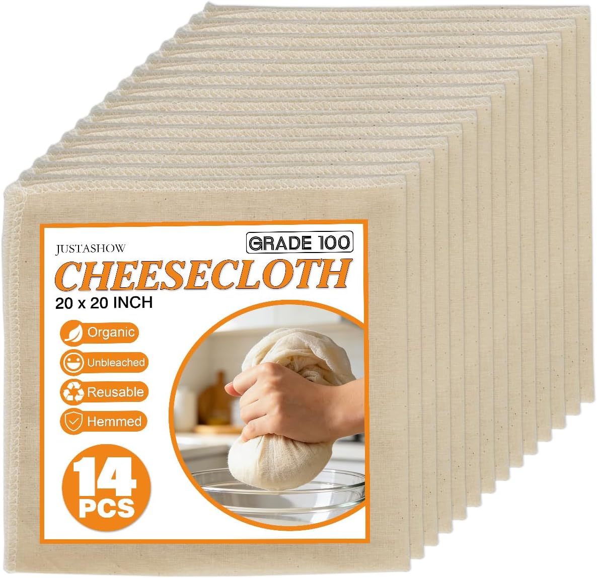 14 Pzas Paños Queso 20x20pulg Tela Muselina Algodón Reutilizable