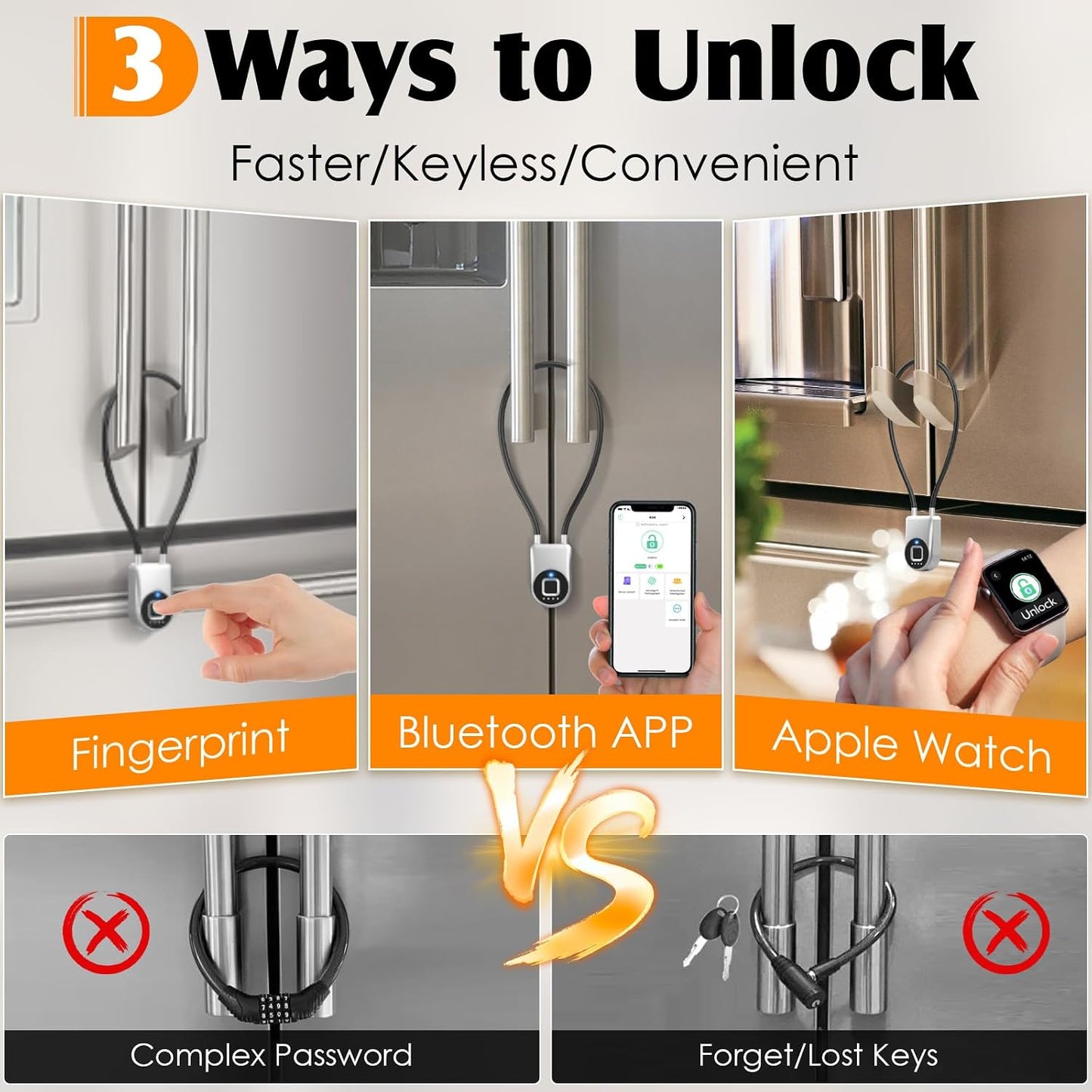 Cerradura nevera huellas dactilares bloqueo cable control app