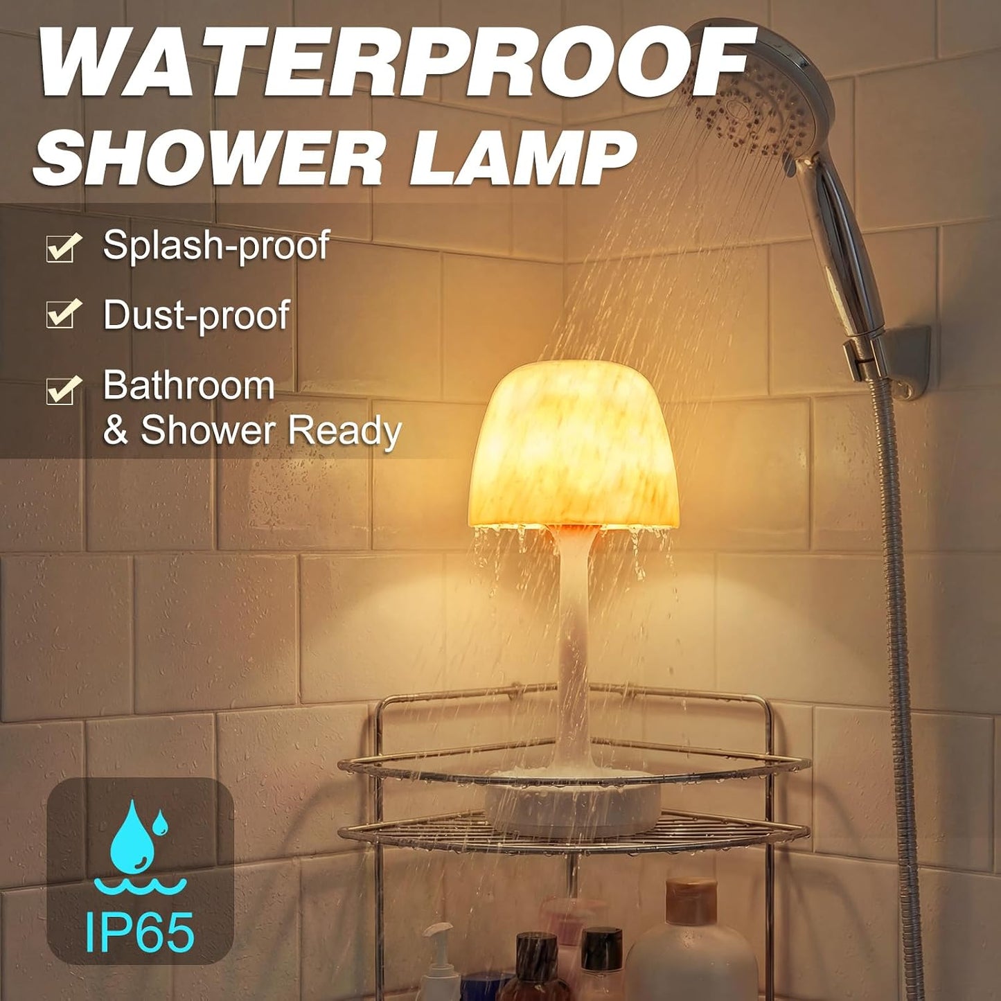 Lámpara ducha IP65 recargable tactil LED baño patio camping
