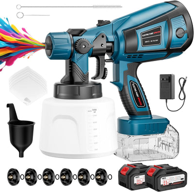 Pulverizador pintura eléctrico 650W 2 baterías 6 boquillas latón