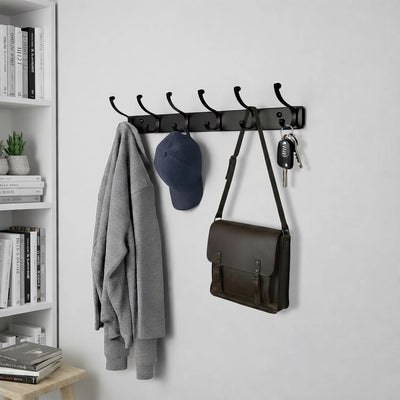 Perchero acero carbono ganchos adhesivos pared toallero baño