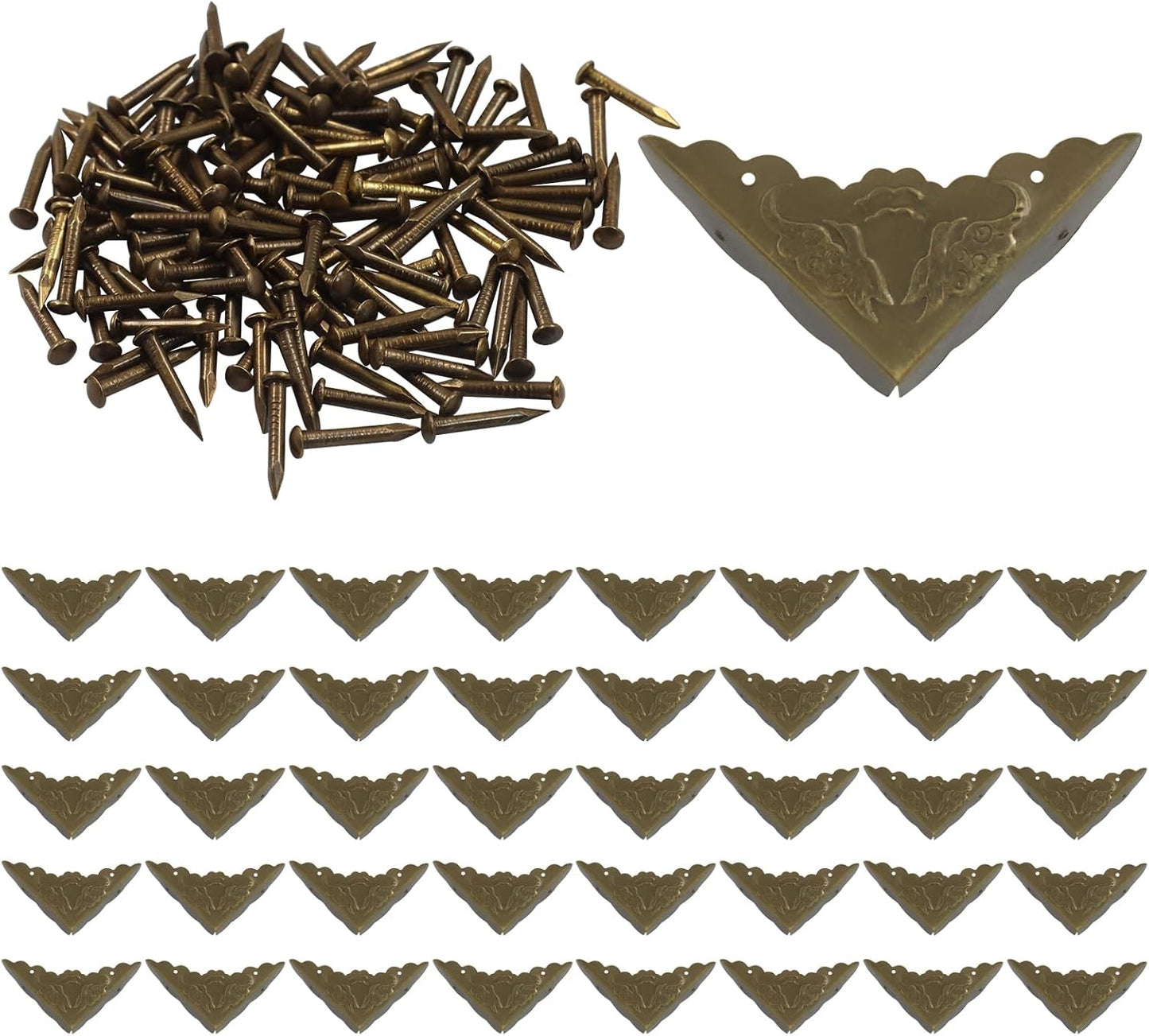 40 Protectores Esquina Metal Bronce Antiguo para Muebles