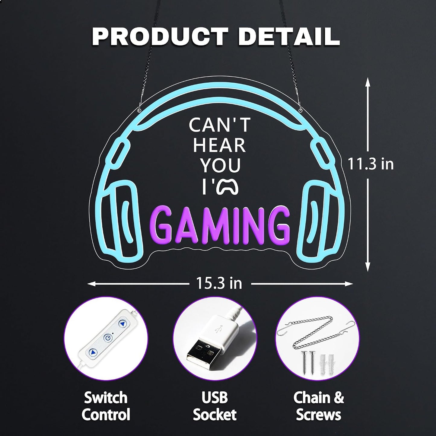 Letrero neón LED RGB para videojuegos y dormitorio