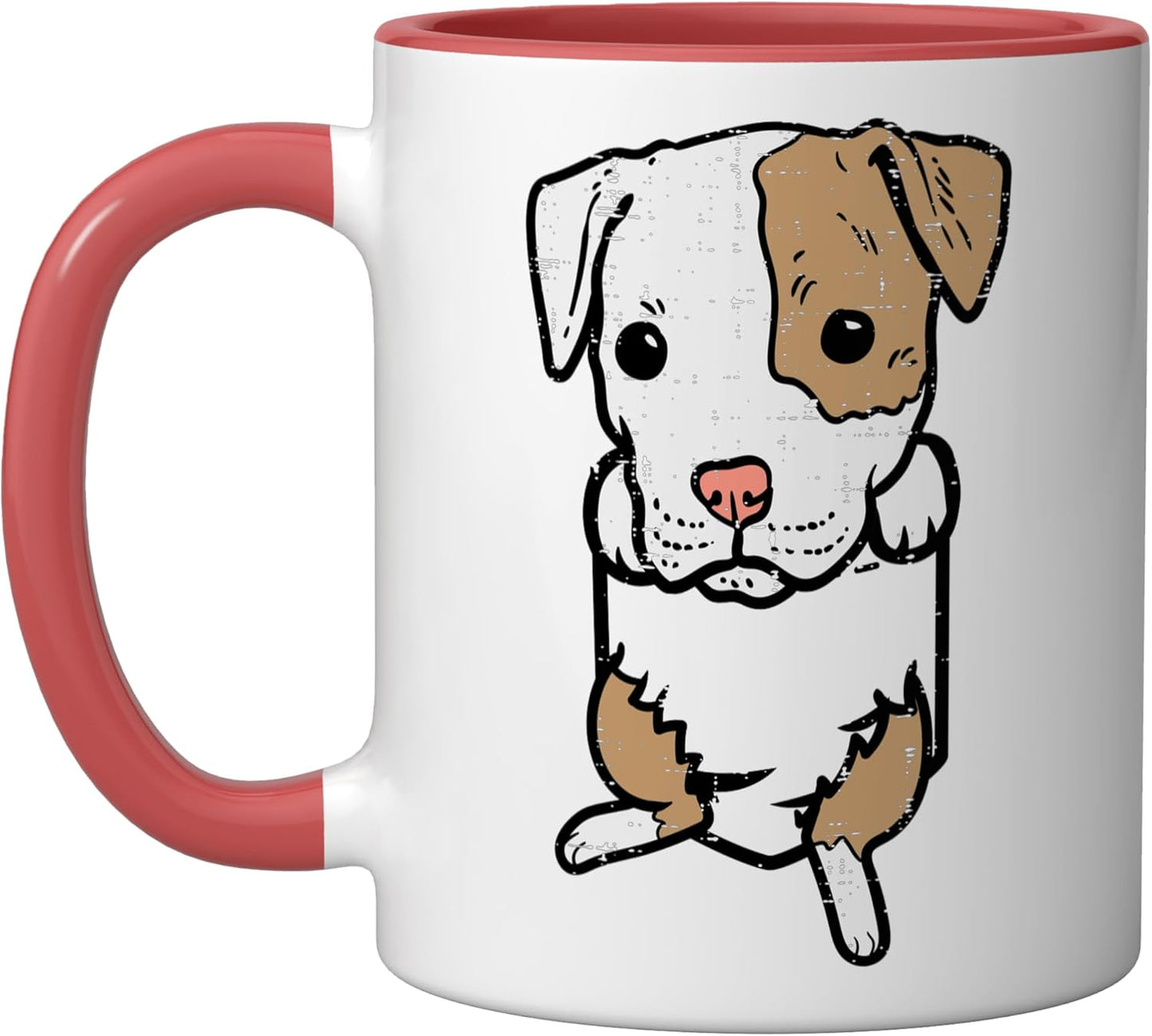 Taza Cerámica Pitbull para Amantes de Perros Roja/Blanca