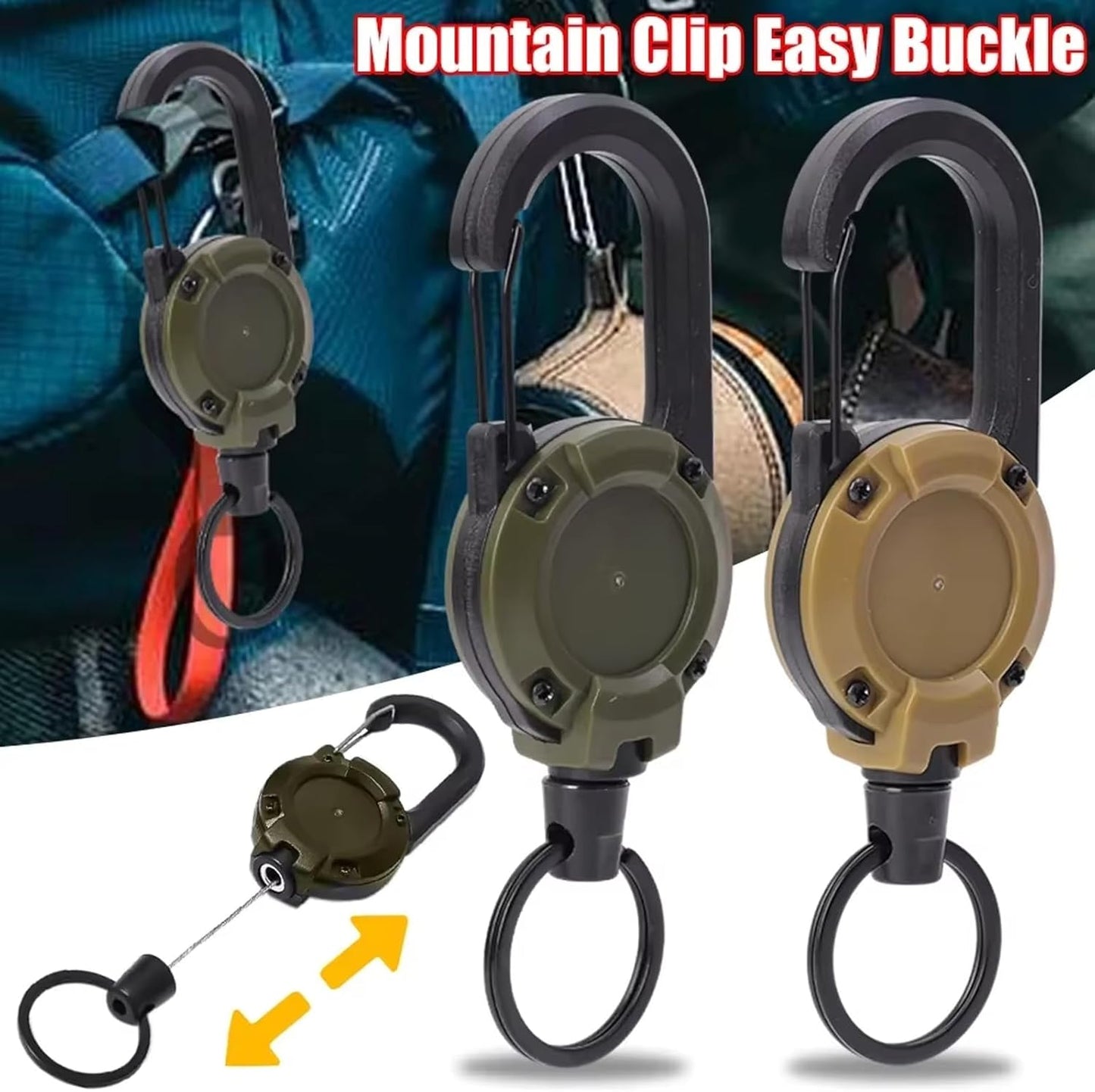 4 Llaveros Retráctiles Cuerda Hebilla ABS para Escalada Ciclismo