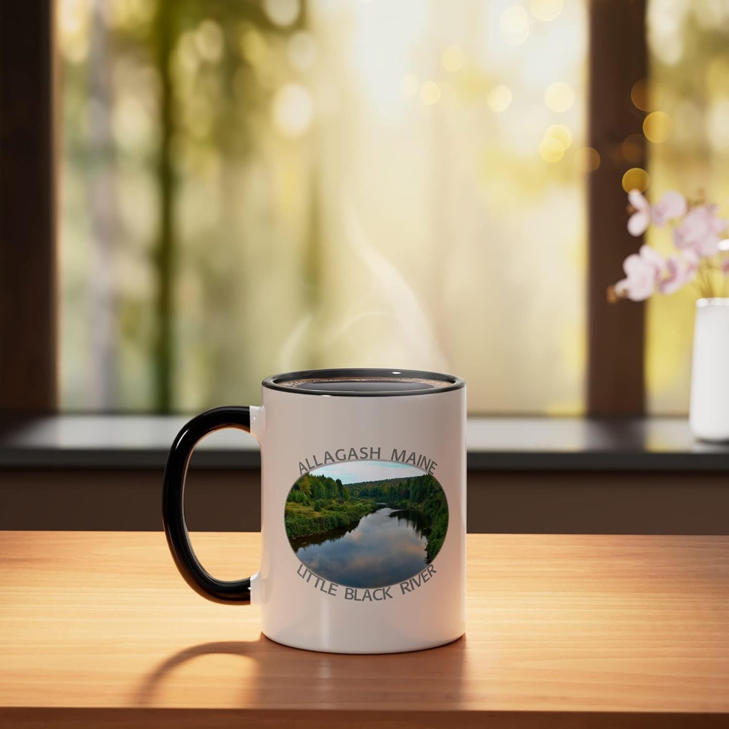 Taza cerámica souvenir río Little Black River Maine Allagash