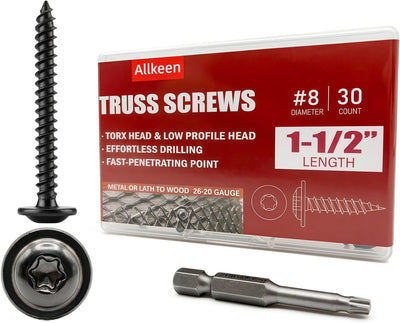 30 Pzas tornillos T20 autoatascantes madera negros